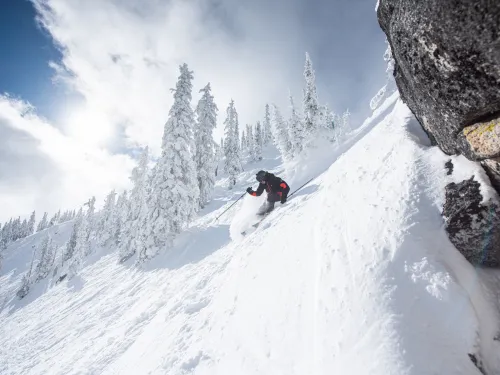 Skier at RED Mountain, Rossland BC photo Ashley Voikin