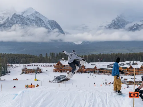 Lake Louise Ski Area snowboarder opening day 2023-24