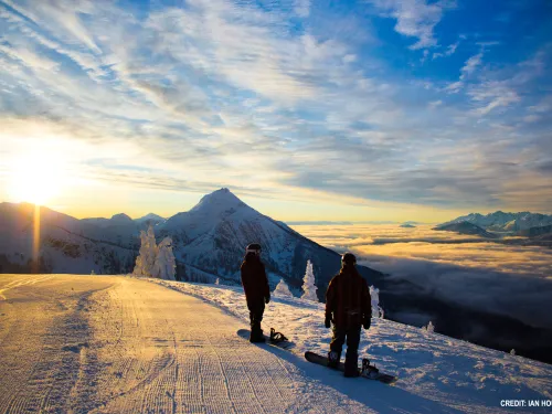 Skiing sunset