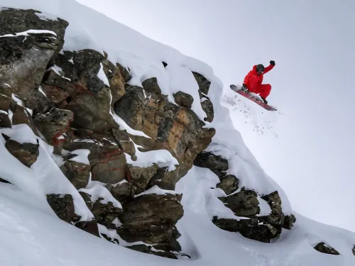 Knob Hill Cliff Drop at Marmot Basin in Jasper Alberta