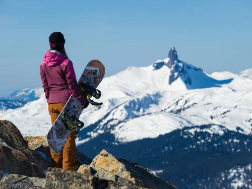 Whistler Blackcomb snowboarder view Black Tusk