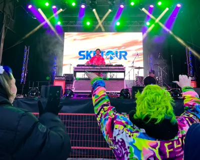 Edmonton AB FIS Big Air SkiiTour neon fan Jeremy Derksen