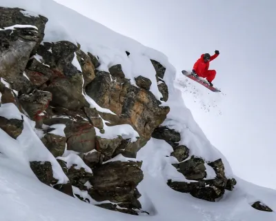 Knob Hill Cliff Drop at Marmot Basin in Jasper Alberta