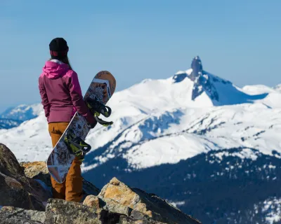 Whistler Blackcomb snowboarder view Black Tusk