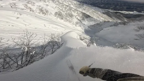 Yu Sasaki skiing in Hokkaido, Japan