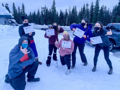 Indigenous Women Outdoors certified avalanche safety participants