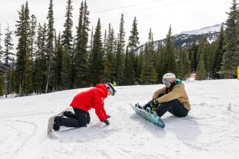 Learning how to snowboard at Marmot Basin, Jasper, AB Canada