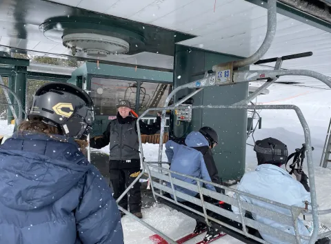 Loading chairlift at Mount Washington BC Nora O'Malley