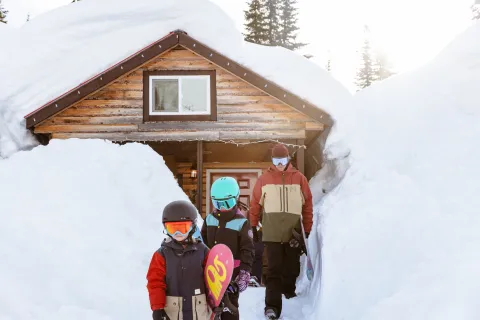 Cabins in deep snow at Powder King, BC, Marty Clemens