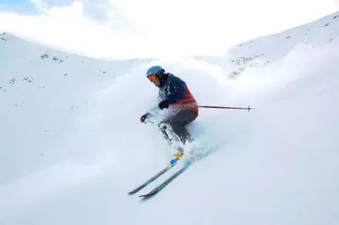 skiing powder in jasper jeremy derksen