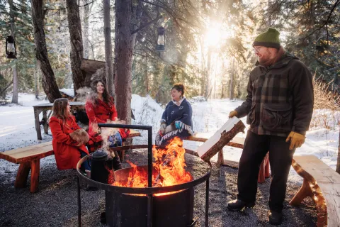 Stoking the fire with B&T Sleigh Rides in Smithers BC