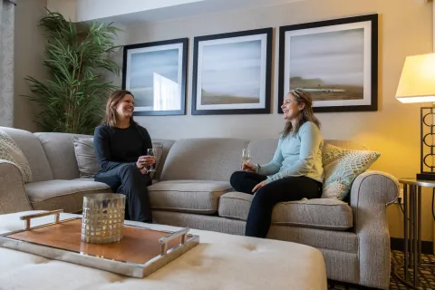 Two people enjoying a glass of wine in Vermillion