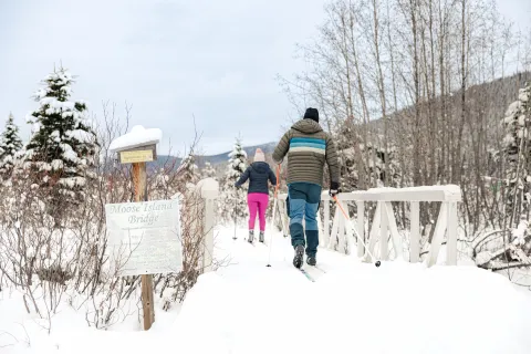 Wells BC Nordic ski network river crossing