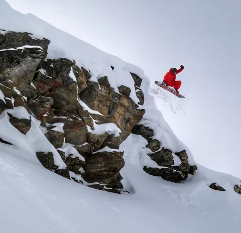 Knob Hill Cliff Drop at Marmot Basin in Jasper Alberta